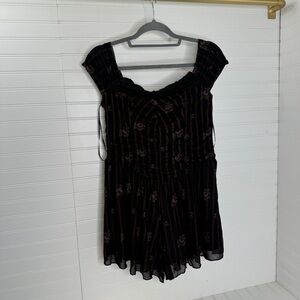 New Kimchi Blue Bey Lace Trim Romper Large